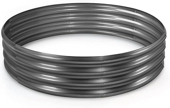 Land Guard Galvanized Raised Garden Bed Planter Raised Garden Beds Outdoor Round Clearance Raised Garden Beds for Gardening Vegetables 4x4x1ft (Gray)……