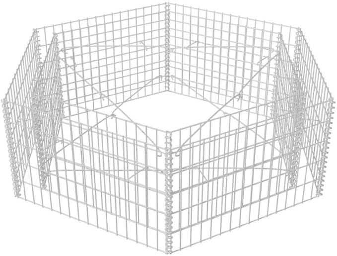 Hexagonal Gabion Raised Bed Steel Gabion Basket Post/Planter Raised Vegetable Bed Outdoor Steel Garden Decoration Galvanized Steel 63x55.1x19.7