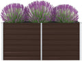 Raised Garden BedVegetable Trellis Large Planter Box for Growing Flowers Porch and Fruits Herbs Decks Patios 63X31.5X17.7 Galvanized Steel Brown