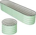 8x2x1.5ft Oval+2x2x1.5ft Round Galvanized Raised Garden BedPlanter Raised Garden Box OutdoorRaised Planter BoxLarge Planter Raised Bed for Vegetables Flowers FruitsRubber Edge Green