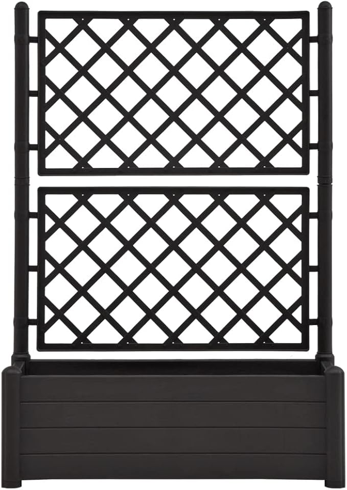 Garden Planter with TrellisPP Planter with Trellis Planter Box with Trellis Raised Garden Bed Outdoor for Plants Hanging Flower Baskets 39.4x16.9x55.9 Anthracite