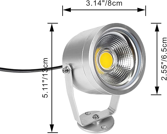 Kiven IP65 Waterproof LED Landscape Up Down Light LED Decorative Spotlight Lamp with Plug-in Cord and Timer for Indoor Outdoor Yard Step Statue LED Lawn Light-Sliver(10W Cool White)