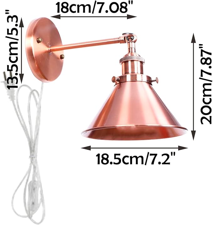 2-Pack Hook Type Wall Mounted Plant Light Full Spectrum 25W 6000K White Light Vintage Red Bronze Metal Adjusted Angle Timing Wall Lamps for Plants Flowers Indoor Growing