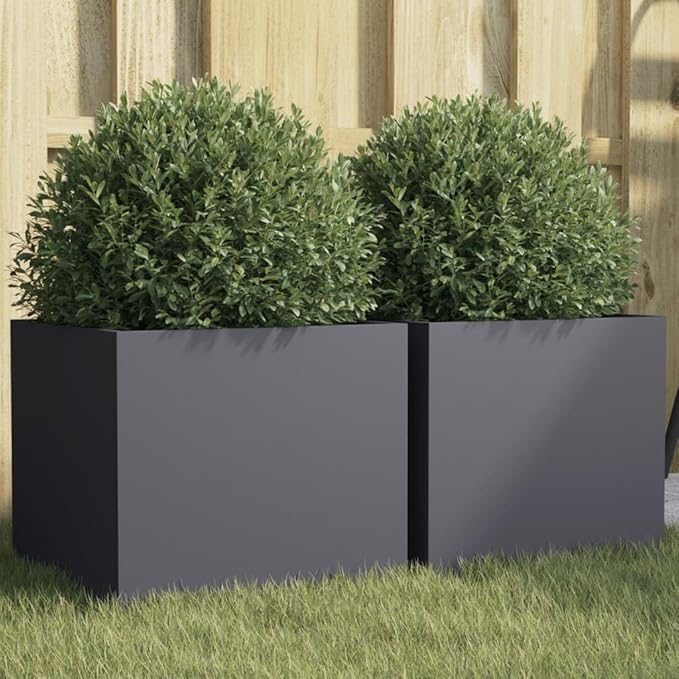 PlantersMultifunctional Raised BedPlant Privacy FenceBalcony Planter BedsHerb PlantersGreenhouse Planterfor HerbsFlowersOutdoorVegetables2 pcs Anthracite 12.6x11.8x11.4 Cold-rolled Steel