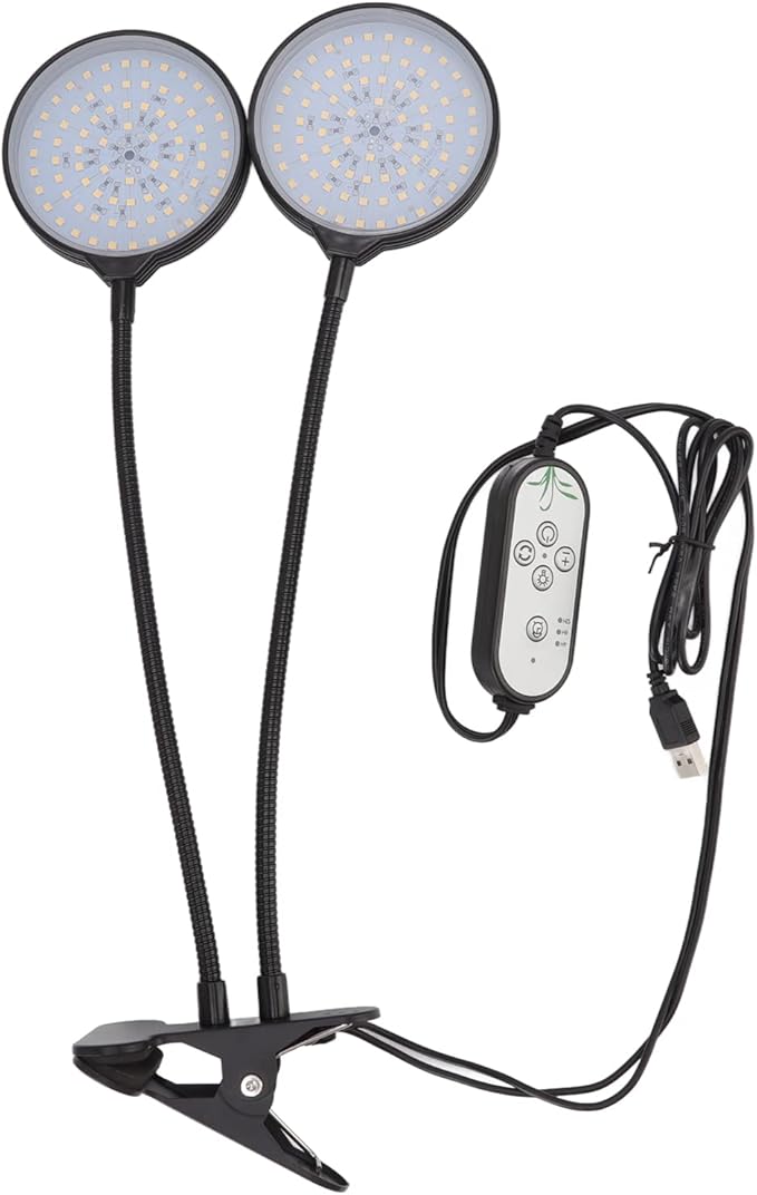 30W LED Grow Light Dual Heads USB Power Supply Sunlike Full Spectrum LED Plant Grow Lights with Clip