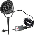 Outdoor LED Spotlight Waterproof Bright Outdoor Landscape Automatic Timer Mini Lawn Lamp 18W Graden Lights with Spiked Stand Lawn Decorative Lamp with Plug Courtyard Flag Light Warm White