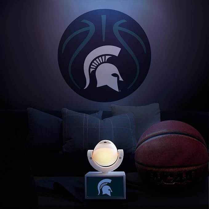 Sporticulture NCAA American Football Michigan State Spartans - Adjustable Led Mini Spotlight Projector with 6 Team Logo Designs - Portable &amp Rechargeable Spotlight - Battery-Operated - 4.37” x 3.1