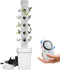 Hydroponics Growing System 24 Pods Vertical Hydroponics Tower Smart Garden Planter Germination Kit Aeroponics Growing Kit with Hydrating Pump Adapter Net Pots Timer/1pc