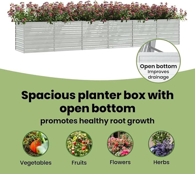 vidaXL Garden Raised Bed Silver Galvanized Steel Extra Long