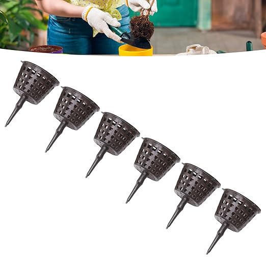 100PCS Plastic Fertilizer Mesh Basket Lid Planting Fertilizer Net Pot Garden Fertilizer Basket Garden Nutrition Cups for Garden Yard (Small Size with Lid)
