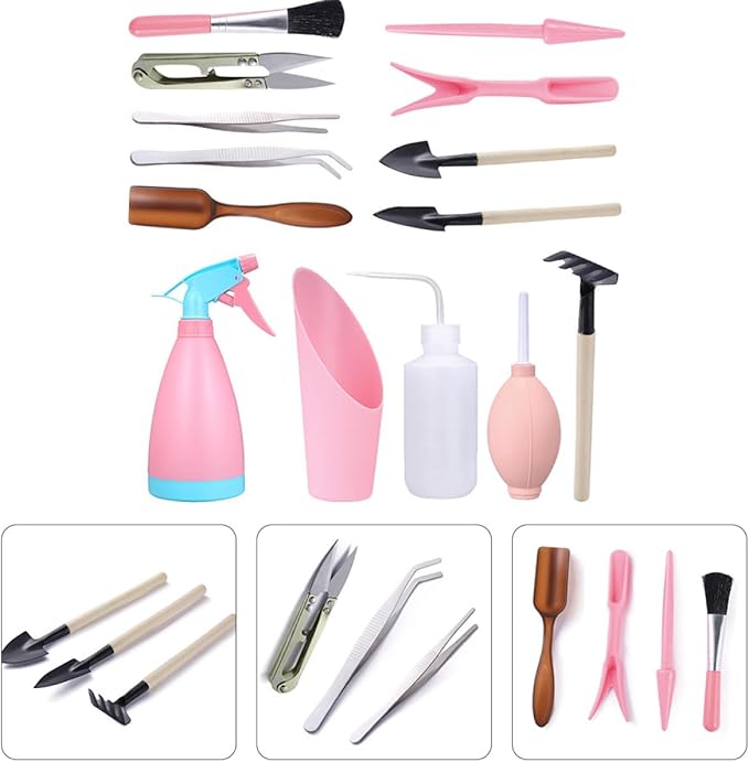TOYANDONA 14pcs Succulent Planting Hand Tools Set with Transplanting Bonsai Tools Mini Garden Shovels for Potted Plants and Flower Gardening Random Color