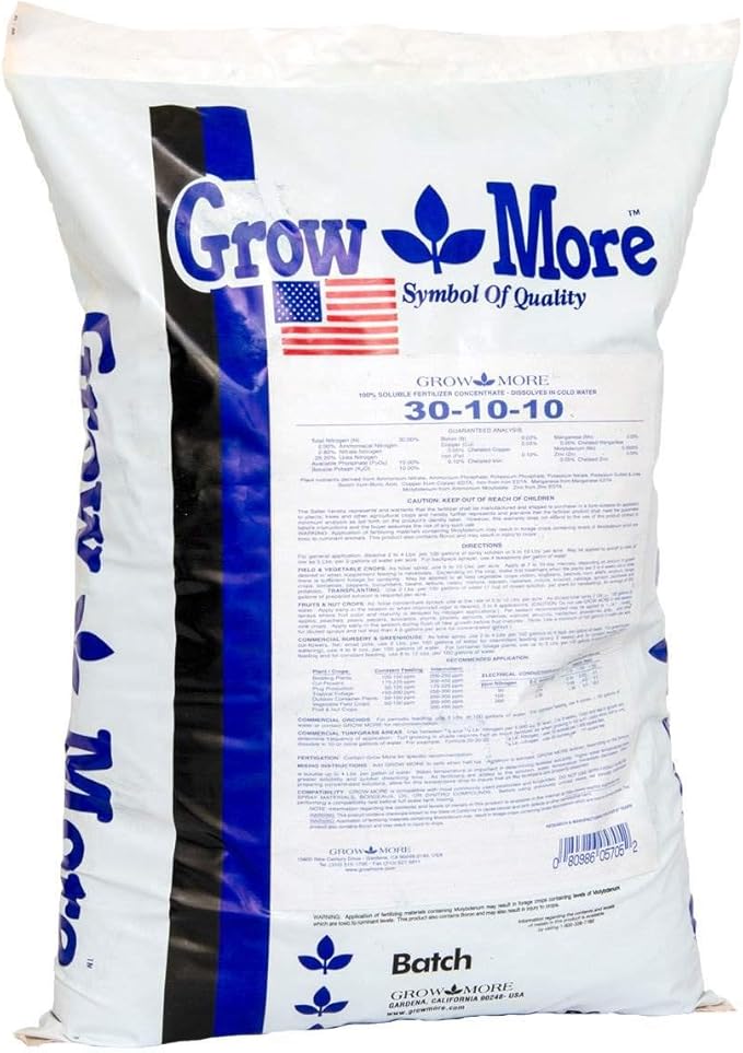 Grow More Cold Water 30-10-10 Soluble Concentrated Plant Fertilizer 25 Pounds (2 Pack)