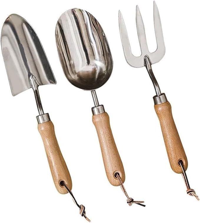 Garden Tools Set Stainless Steel Rake/Fork/Shovel Gardening Kit Indoor and Outdoor Hand Planting(Measure Shovel)