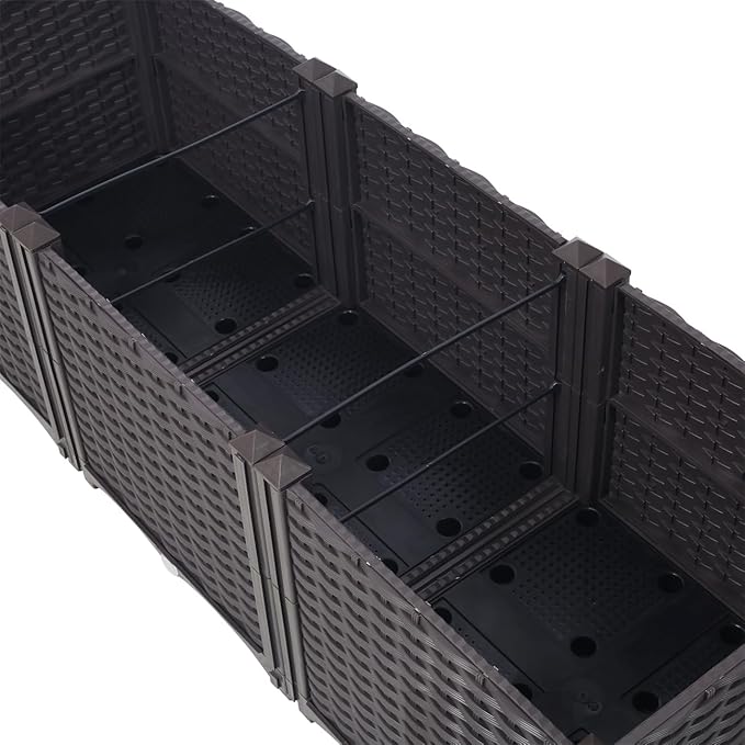 Deep Raised Garden Bed Plastic Planter Boxes for Vegetables Flowers Herbs and SucculentsSelf-Watering Planter Box Raised Bed to Grow Flowers Herbs &amp Vegetables (47.2 Inch)