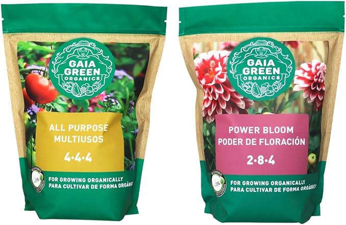 Gaia Green Power Bloom and All Purpose Organic Plant Nutrients Fertilizer and Growbuds Feeding Chart 2.2KG Bundle Set