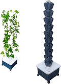 DIY Vertical Tower Planters with Multi-layer Detachable PP Colonization Cups Indoor Soilless Vegetable Planting Hydroponic System(Gray10th floor)