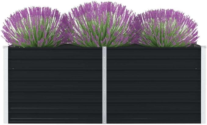 Raised Garden Bed 63x31.5x17.7 Galvanized Steel Anthracite