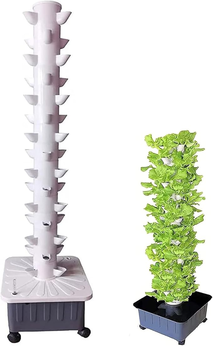 Hydroponics Growing System Indoor Garden &amp Vertical Garden Planter Garden Hydroponic Growing System Vertical Tower No Soil White(15 Floors 45 Holes)