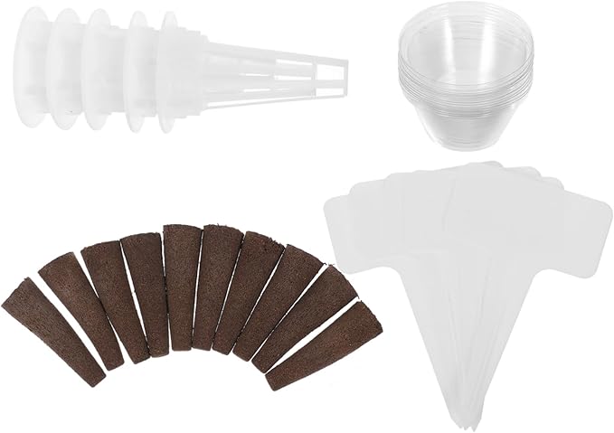 4sets Hydroponic Planter Grow Baskets with Sponge Labels and Transparent Humidity Domes for Indoor Gardening Suitable for Aerogarden Hydroponics Supplies and Plant Growth