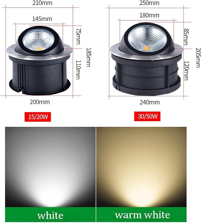 Ground LED Landscape Light - COB Outdoor Recessed Led Spotlight Ip65 Waterproof AC85~110V Garden Background Wall Spotlights/Led Tilt-Head Underground Lights/For Lawns/Landscape Wall Washers (Whi