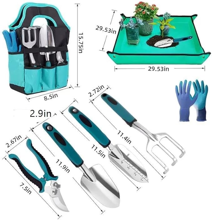 Practical Garden Tool Set 7 Pieces Shovel rake and Shears Multi-Purpose Garden Tools for Pruning Heavy Duty Aluminum Gardening Tool Set