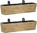 Planter Set of 2 Natural Water Hyacinth Steel Baskets for Indoor Garden Raised Flower Bed Patio Cages and Baskets