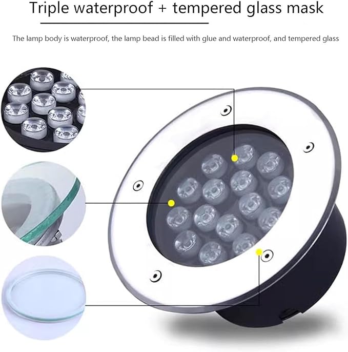 Submersible LED Fountain Light - LED Underwater Pond Lamp IP68 Waterproof LED Landscape Lights 24V Low Voltage Recessed LED Spotlight Outdoor Buried LightsRed-9W
