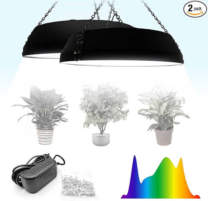 LED Grow Light 6000K Full Spectrum 2-Piece Set for Indoor Plants Greenhouses Small Tents &amp More – Dimmable Plant Growing Lamps for Flowers Vegetables – Minimal Heat Output