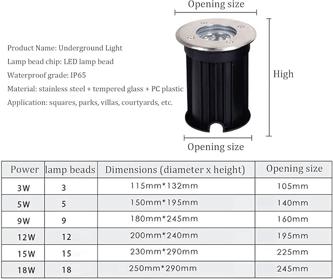 Adjustable Angle LED Outdoor Ground Light - Waterproof IP65 Embedded Landscape Spotlight for Garden Driveway Deck and Steps - 12W Warm White or Red Light