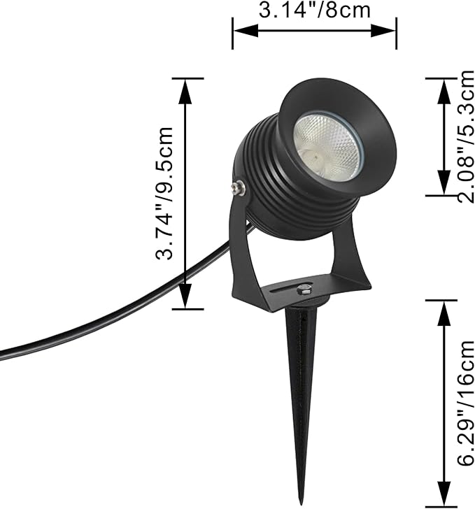 Kiven IP65 Waterproof LED Landscape Clamp Light Black Decorative Spotlight Lamp with Plug-in Cord and Timer for Indoor Outdoor Yard Garden Step Statue Mini LED Lawn Light (7W Cool White)