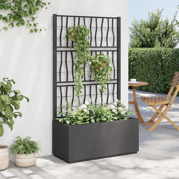 Garden Planter Dark Grey Polypropylene Decorative Inlays Steel Mesh Landscape Fence Galvanized Wire Patio Bed Raised Garden