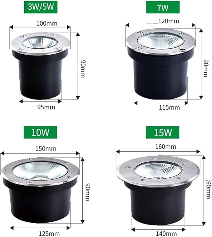 Outdoor Buried Lights - LED Landscape Lamps AC85-265V Round COB Recessed Ground Spotlight Spotlight Led Beam Light for Outdoor Garden Lawn Deck Lighting(White Light7W(AC85-265V))