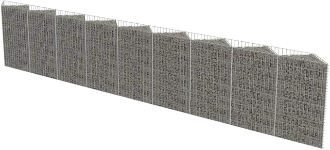 Galvanized Steel Gabion Planter Raised Bed Outdoor Garden Galvanized Steel Wire Mesh Grid Stone Wall Flower Raised Bed for Vegetables Flowers Plants 248x11.8x39.4