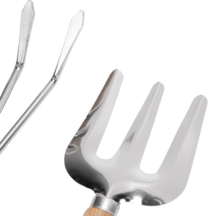 Gardening Tools Garden Tool Set with Wooden Handle Rust Proof Gardening Set Spade and Rake for Outdoor Planting Weeding Ideal Gifts for Women Gardeners