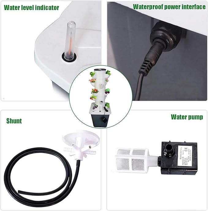 Hydroponic Growing System Kit30-plants Indoor Vertical Tower Garden System Kitsmart Garden Hydroponic Germination Kit Vegetable Tower With Pump For Herbs Fruits And Vegetables(6 holes White)