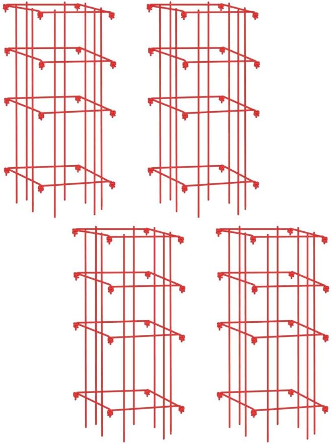 Gardener’s Supply Company Lifetime Tomato Cages | Heavy Gauge Sturdy Garden Plant Supports for Vegetables and Other Climbing Plants | No Assembly Needed - Red (Set of 4)