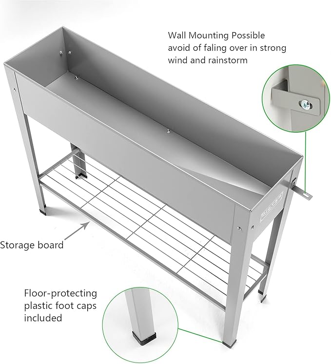 Metal Raised Garden BedRaised Planter Box with LegsHerbs and Vegetables Planter Suitable for Outdoor Patio Deck and Porch (Gray)