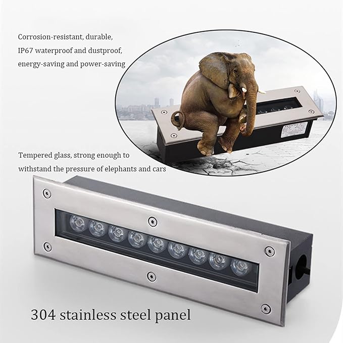 Outdoor Underground Light Long Strip Spotlight IP66 Waterproof LED Garden Buried Light AC85-110V for Driveway Patio Driveway Step Villa Landscape Lighting