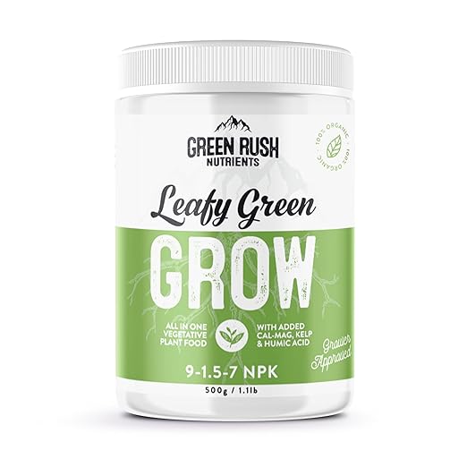 Organic Leafy Green Grow Plant Food Nutrient for Vegetative &amp Grow Stage Plants (500g)