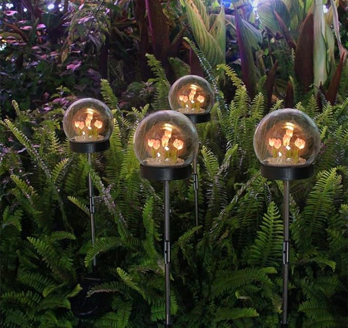 KINGCOO Solar Tulip Garden Light Outdoor Waterproof Garden Light Ambient Decorative Light Suitable for Courtyard Pool Garden (1 Pack)