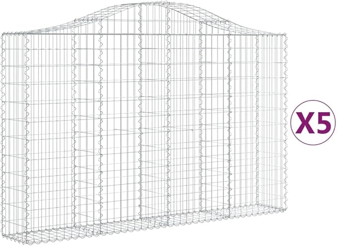 5-Pack Galvanized Iron Gabion Basket 78.7x78.7x55.1 Raised Planter &amp Retaining Wall Silver Outdoor Garden Bed for Patio Yard and Landscape Projects