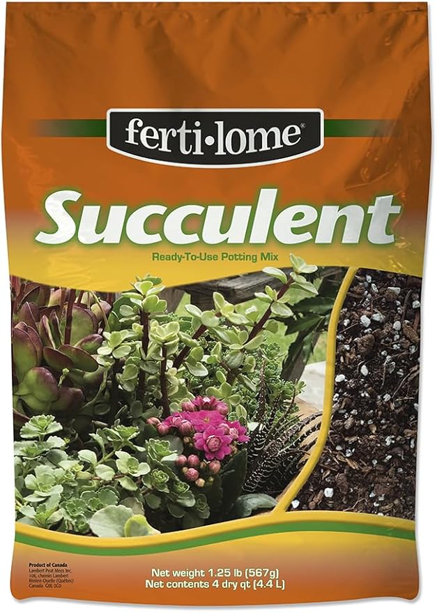 Fertilome Succulent Potting Mix - Fast Draining Versatile Mix with Added Nutrients (4 QT)