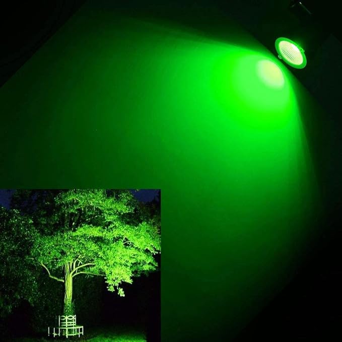 Youngine 12V Low Voltage LED Landscape Lights Waterproof Outdoor Walls Trees Flags Spotlights 5W COB Garden Yard Path Lawn Light with Spike Stand Pack of 2 (Green)NO Plug