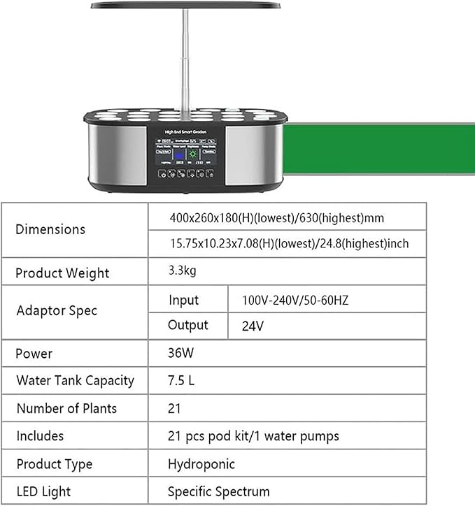 21 Pods Automatic Smart Hydroponic Culture System Add Water and Nutrients with 4.8 -Inch LCD Viewing Garden Germination Kit