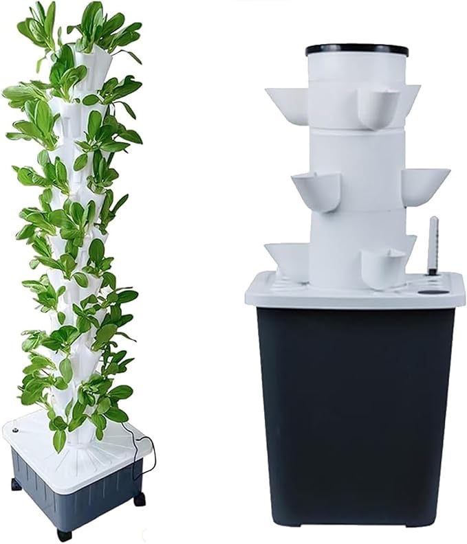 DIY Hydroponic Balcony Growing System - Detachable PP Colonization Cups for Home Garden &amp Greenhouse - 15-Hole Vertical Planter Tower for Vegetables and Herbs