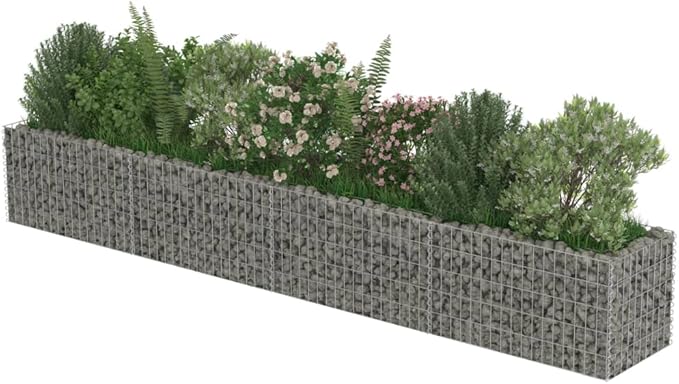 Galvanized Steel Gabion Bed for Landscape Garden Fencing Retaining Wall and Raised Welded Wire Mesh Grid Baskets for Patio - 141.7 in