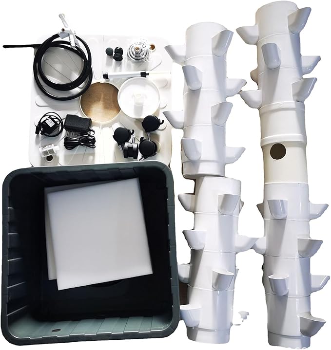 Indoor Garden Hydroponics Growing System DIY Vertical Hydroponic Planters with Pump and Movable Water Tank Hydroponics Growing System for Herbs Fruits and Vegetables