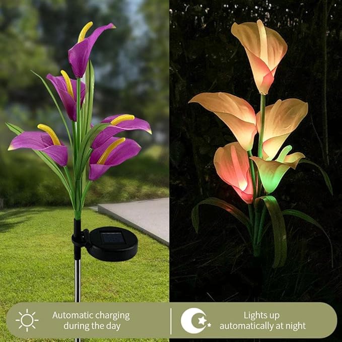 Plant Growing Lamps Multi-Color Solar Flowers Waterproof Stake Lights Path Light 5 Head Landscape Light Garden 7 Color Change