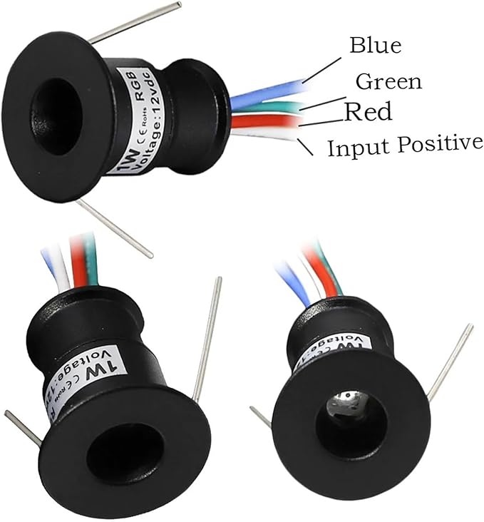 1W Mini LED Spotlight 16 Packs of Lighting angle 30° Colorful+control Recessed Ceiling Lamp 12V with Transformer 20x25mm Black
