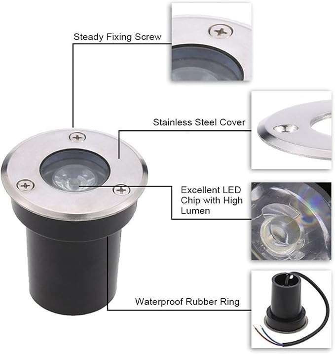 6 Pack Ground Spotlights - 1W Outdoor LED Flood Light IP67 Waterproof Outdoor LED Buried Lights for Paving Patio Step Garden Lawn Landscape Lighting(Yellow12v-24v(1W))